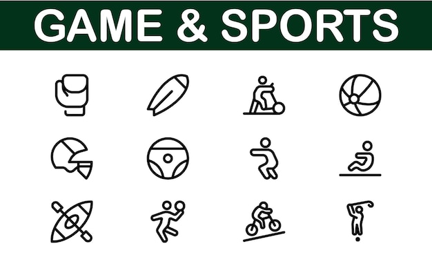 Diseños de íconos deportivos premium elegantes y funcionales para sitios web, aplicaciones y marketing deportivo