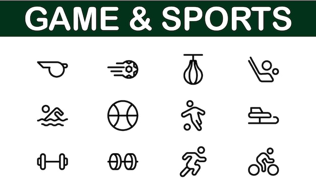 Diseños de íconos deportivos premium elegantes y funcionales para sitios web, aplicaciones y marketing deportivo