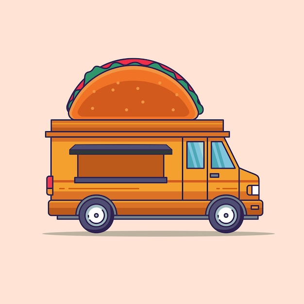 Diseños de ilustraciones de transporte de vehículos de camiones de comida rápida de tacos