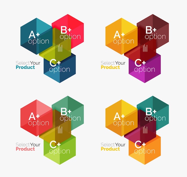 Diseños de infografías de negocios de papel geométrico.