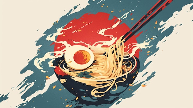 Diseños japoneses de tazones de ramen con fideos al vapor
