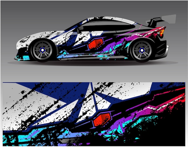 Diseños de kit de fondo de carreras de rayas abstractas gráficas para aventuras de rally de autos de carreras de vehículos envolventes