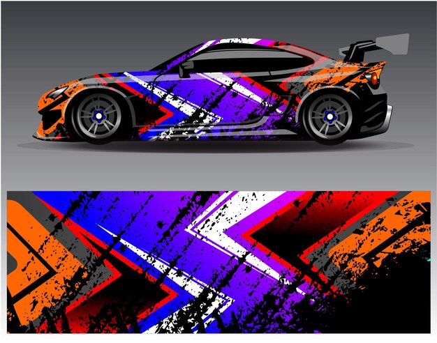 Diseños de kit de fondo de carreras de rayas abstractas gráficas para aventuras de rally de autos de carreras de vehículos envolventes
