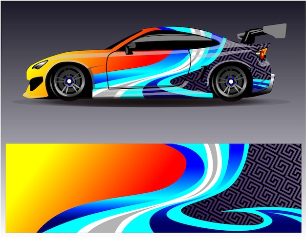 Diseños de kit de fondo de carreras de rayas abstractas gráficas para aventuras de rally de autos de carreras de vehículos envolventes