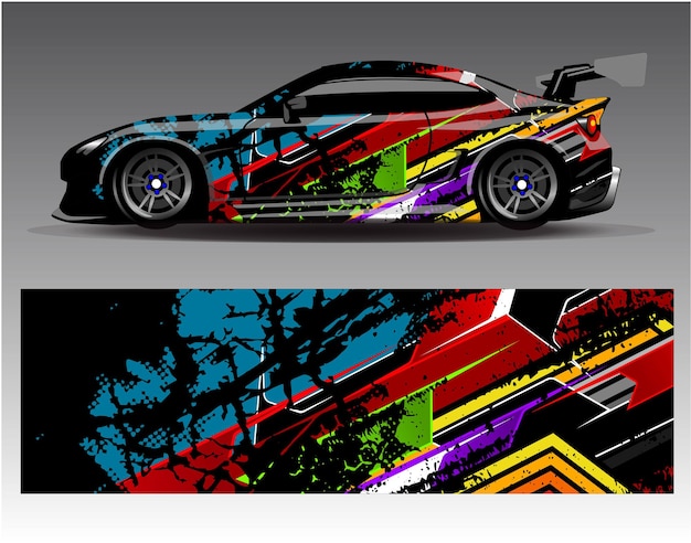 Diseños de kit de fondo de carreras de rayas abstractas gráficas para aventuras de rally de autos de carreras de vehículos envolventes