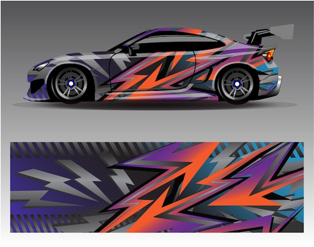 Diseños de kit de fondo de carreras de rayas abstractas gráficas para aventuras de rally de autos de carreras de vehículos envolventes