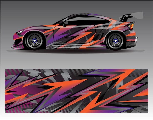 Diseños de kit de fondo de carreras de rayas abstractas gráficas para aventuras de rally de autos de carreras de vehículos envolventes