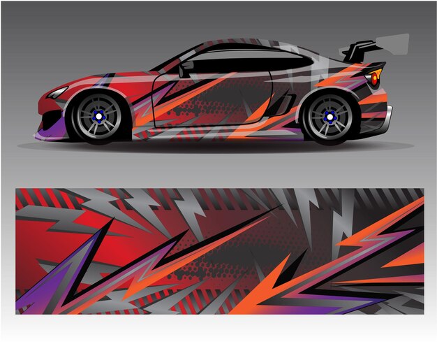 Diseños de kit de fondo de carreras de rayas abstractas gráficas para aventuras de rally de autos de carreras de vehículos envolventes