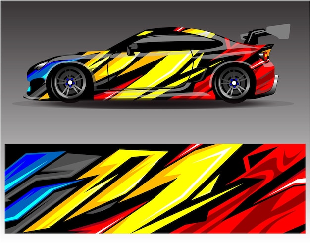Diseños de kit de fondo de carreras de rayas abstractas gráficas para aventuras de rally de autos de carreras de vehículos envolventes