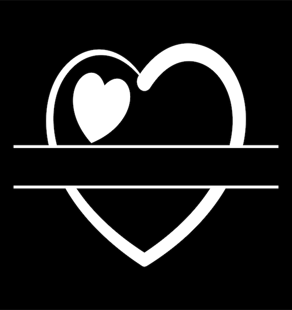 diseños de letras de monograma dividido de corazón vectorial