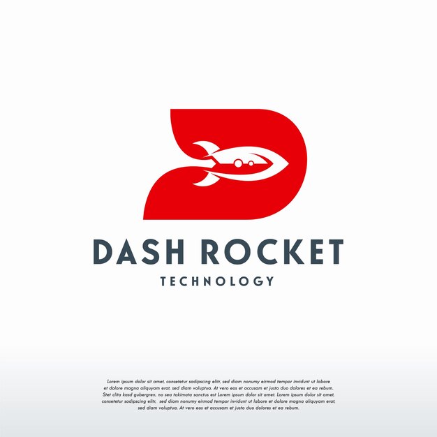Diseños del logotipo de Dash Rocket, símbolo del logotipo D inicial de Rocket
