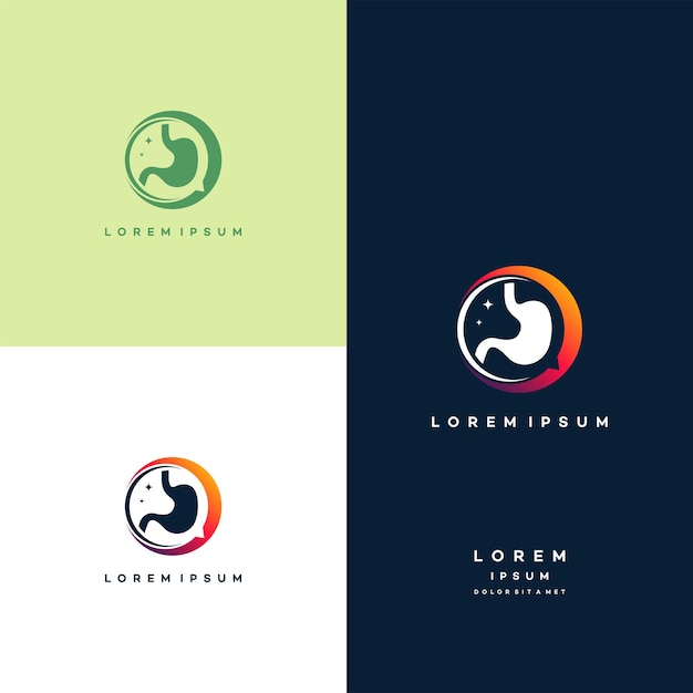 Diseños de logotipo de estómago, plantilla de logotipo de foro de estómago, vector de logotipo de discusión de estómago