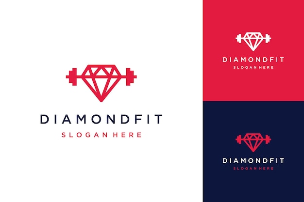 Diseños de logotipo fitness o diamante con barra.