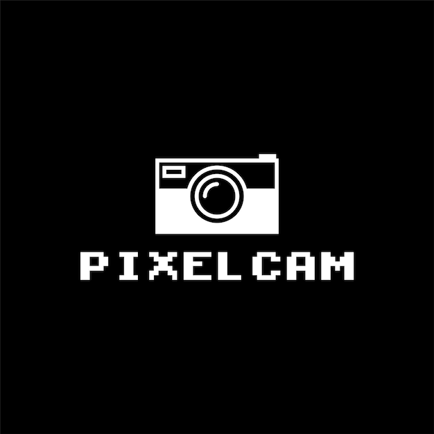Diseños de logotipo de fotografía de cámara de cámara de píxeles retro