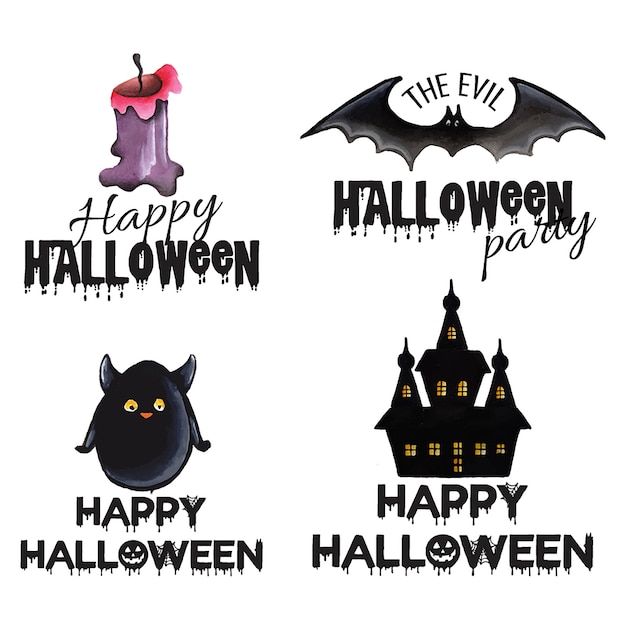 Diseños del logotipo de halloween de la acuarela