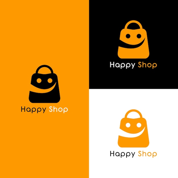 Diseños de logotipo de Happy Shop Ilustración de vector de plantilla de logotipo de Fun Store