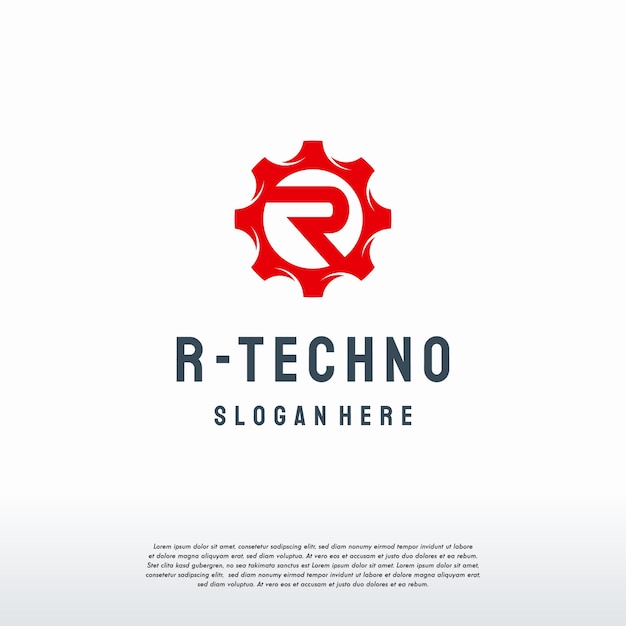 Diseños de logotipo inicial R, plantilla de logotipo R Gear