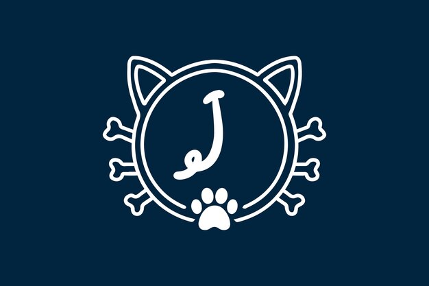 Diseños de logotipo de letra j de monograma de gato