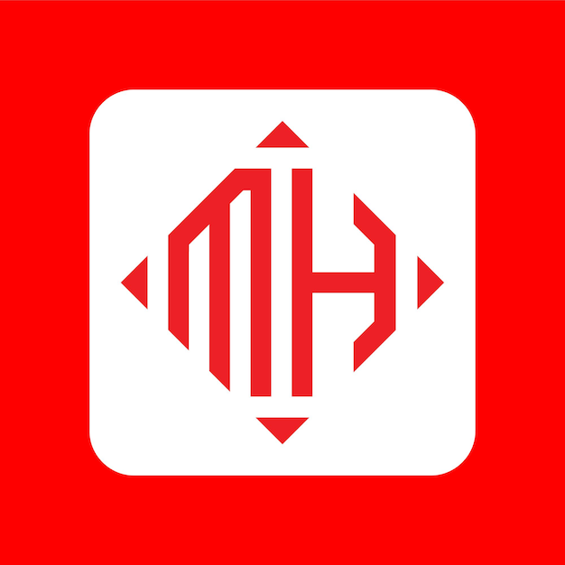 Diseños de logotipo MH de monograma inicial simple y creativo