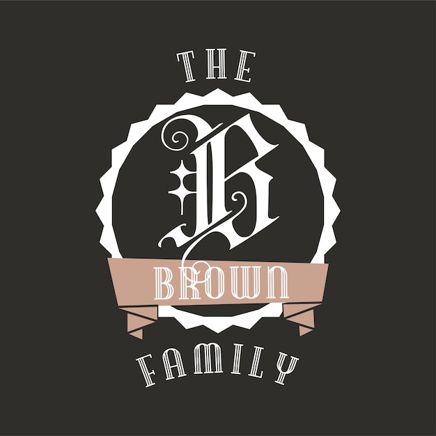 Diseños de logotipo de monograma monograma clásico la familia marrón insignia elegante para web e impresión etiqueta de vector de stock aislada sobre fondo oscuro