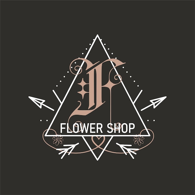 Diseños de logotipo de monograma tienda de flores de monograma clásico insignia elegante para web e impresión etiqueta de vector de stock aislada sobre fondo oscuro