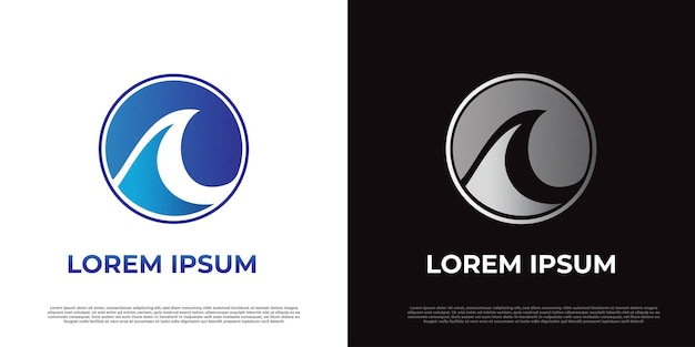 diseños de logotipo de onda de círculo azul