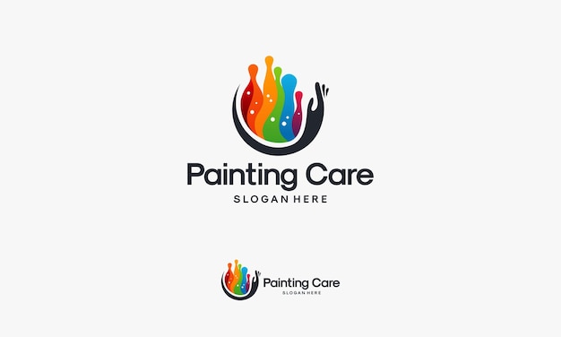 Diseños de logotipo de Paint Care vector Plantilla de logotipo de Care Color