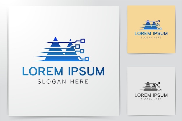 Vector diseños de logotipo de tecnología de montaña digital inspiración aislado sobre fondo blanco.