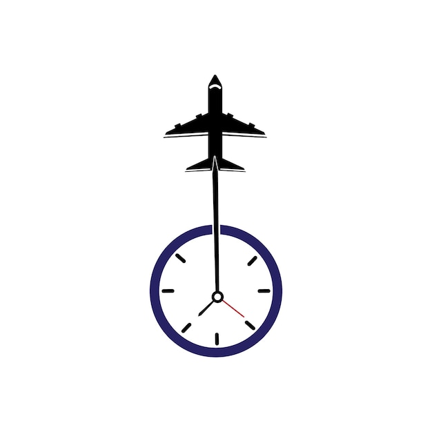 Diseños de logotipo de tiempo de viaje vector de concepto Plantilla de icono de símbolo de logotipo de avión y temporizador