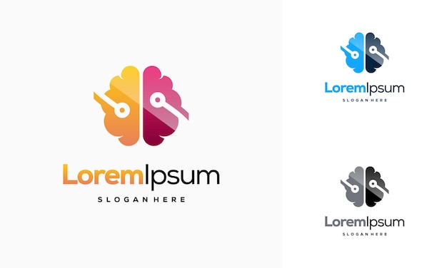 Diseños de logotipos de brain tech, logotipos de mind technology, plantillas de logotipos de robotic brain