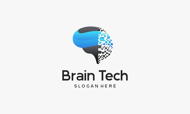 Diseños de logotipos de brain tech, logotipos de mind technology, plantillas de logotipos de robotic brain