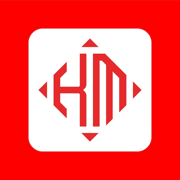 Diseños de logotipos creativos sencillos de monograma inicial KM