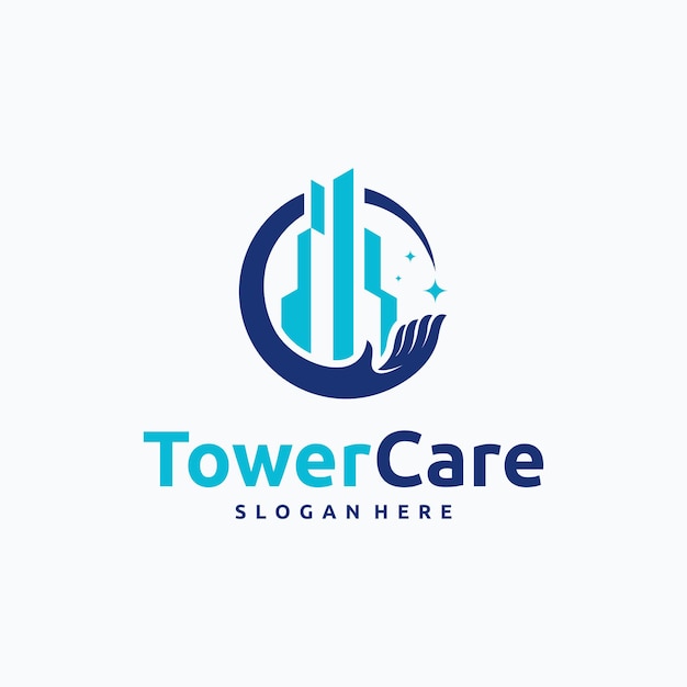 Diseños de logotipos de cuidado de la ciudad vector Plantilla de logotipo de Tower Care