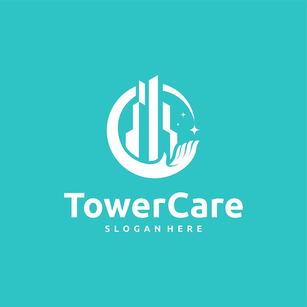 Diseños de logotipos de cuidado de la ciudad vector plantilla de logotipo de tower care