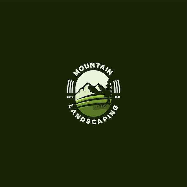 diseños de logotipos de emblemas de paisajismo de montaña