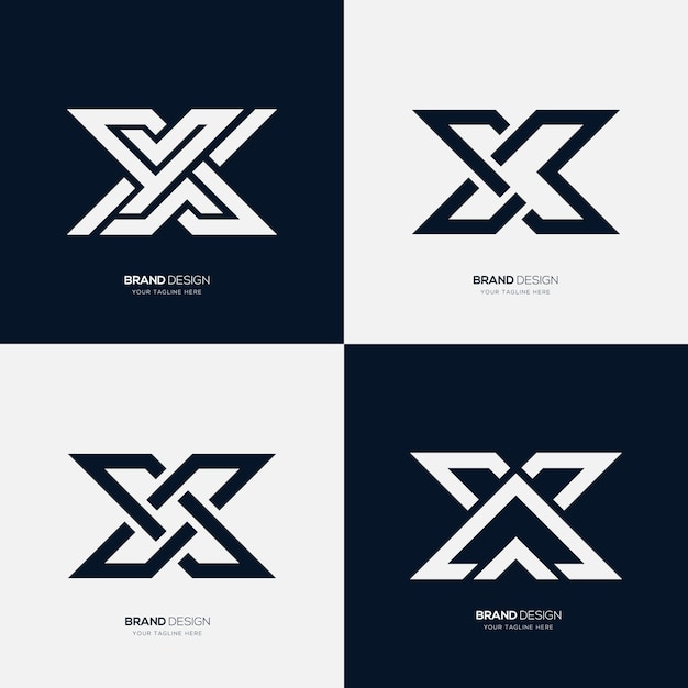Diseños de logotipos Geométricos X para conceptos de marca modernos