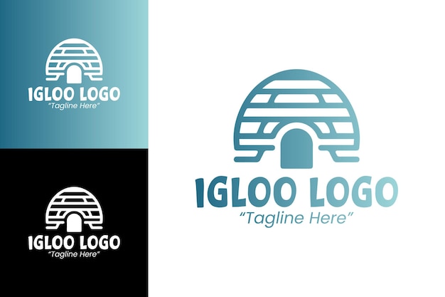 Diseños de logotipos de iglú con temática invernal en azul claro y blanco para la marca ártica