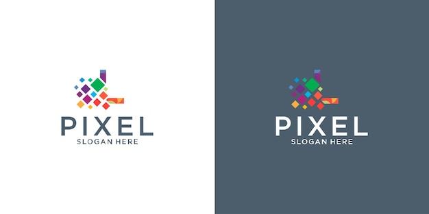 Diseños de logotipos de letra LA pixel