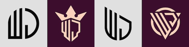 Diseños de logotipos de letras iniciales W creativas y simples