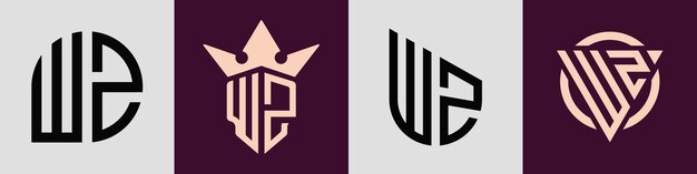 Diseños de logotipos de letras iniciales W creativas y simples