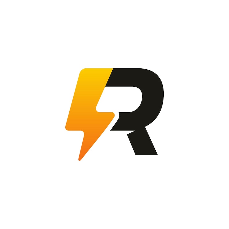 Vector diseños de logotipos modernos icónicos r thunder initial, plantilla de logotipo de electricidad