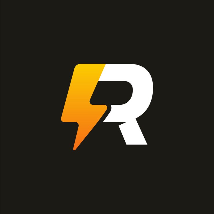 Vector diseños de logotipos modernos icónicos r thunder initial, plantilla de logotipo de electricidad