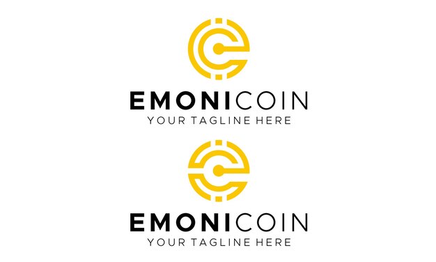 Diseños de logotipos de monedas con letras E y C