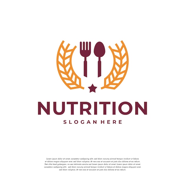 Diseños de logotipos de nutrición vector conceptual, restaurante de alimentos y plantilla de logotipo de grano de trigo, icono de símbolo