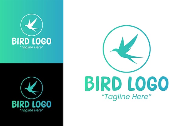 Diseños de logotipos de pájaros personalizables en azul y verde para soluciones de marca profesional