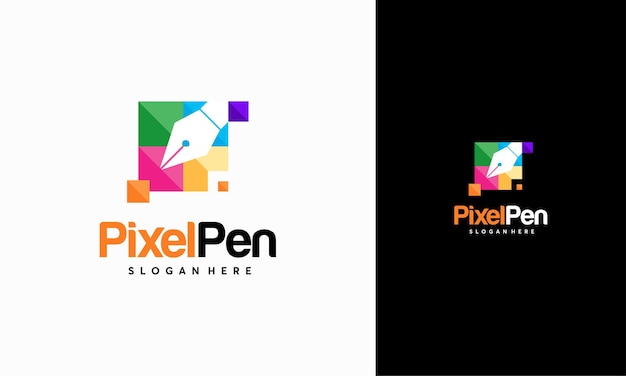 Diseños de logotipos de pixel pen vector de concepto diseños de plantillas de logotipos de creator