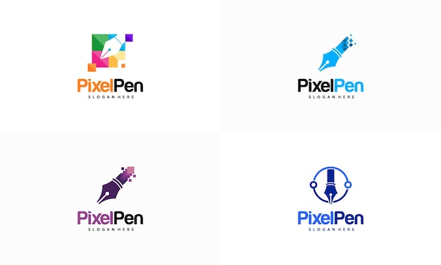 Diseños de logotipos de Pixel Pen vector de concepto Diseños de plantillas de logotipos de Creator