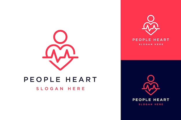 Vector diseños de logotipos de salud o personas con corazones y latidos.