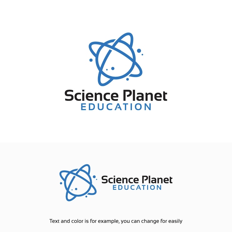 Vector diseños de logotipos de science planet para educación, empresa de investigación