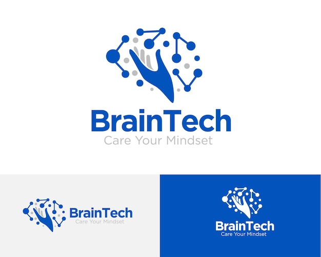diseños de logotipos de tecnología cerebral para tecnología médica y laboratorio